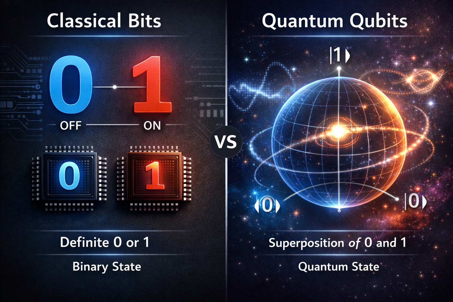 Classical Bits vs Quantum Qubits